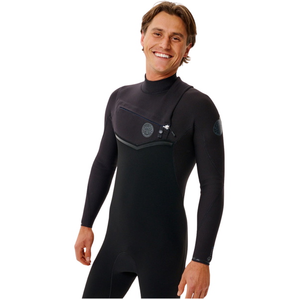 2026 Rip Curl Mens E-Bomb 3/2mm Chest Zip Wetsuit 17SMFS - Black